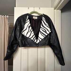 Vintage Christian Lauren Leather zebra Jacket